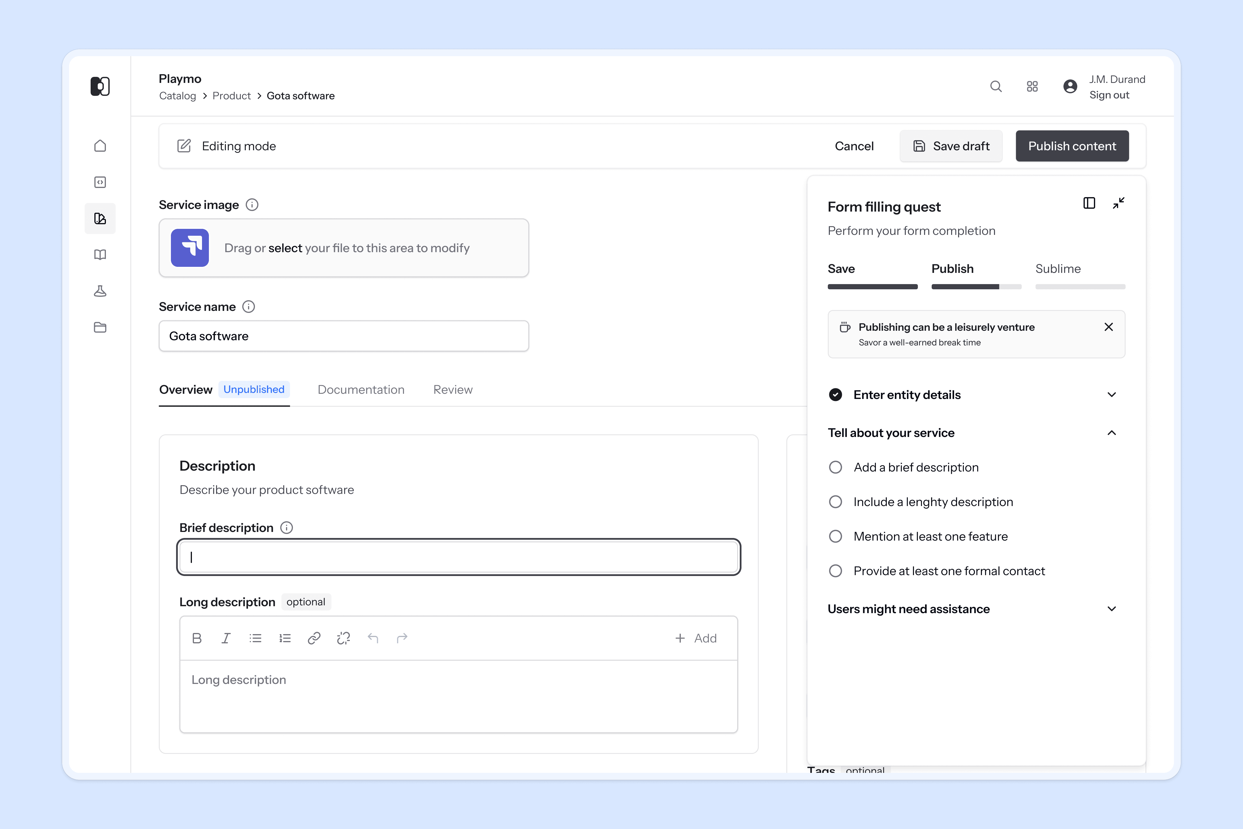 SG Playmo Editing mode