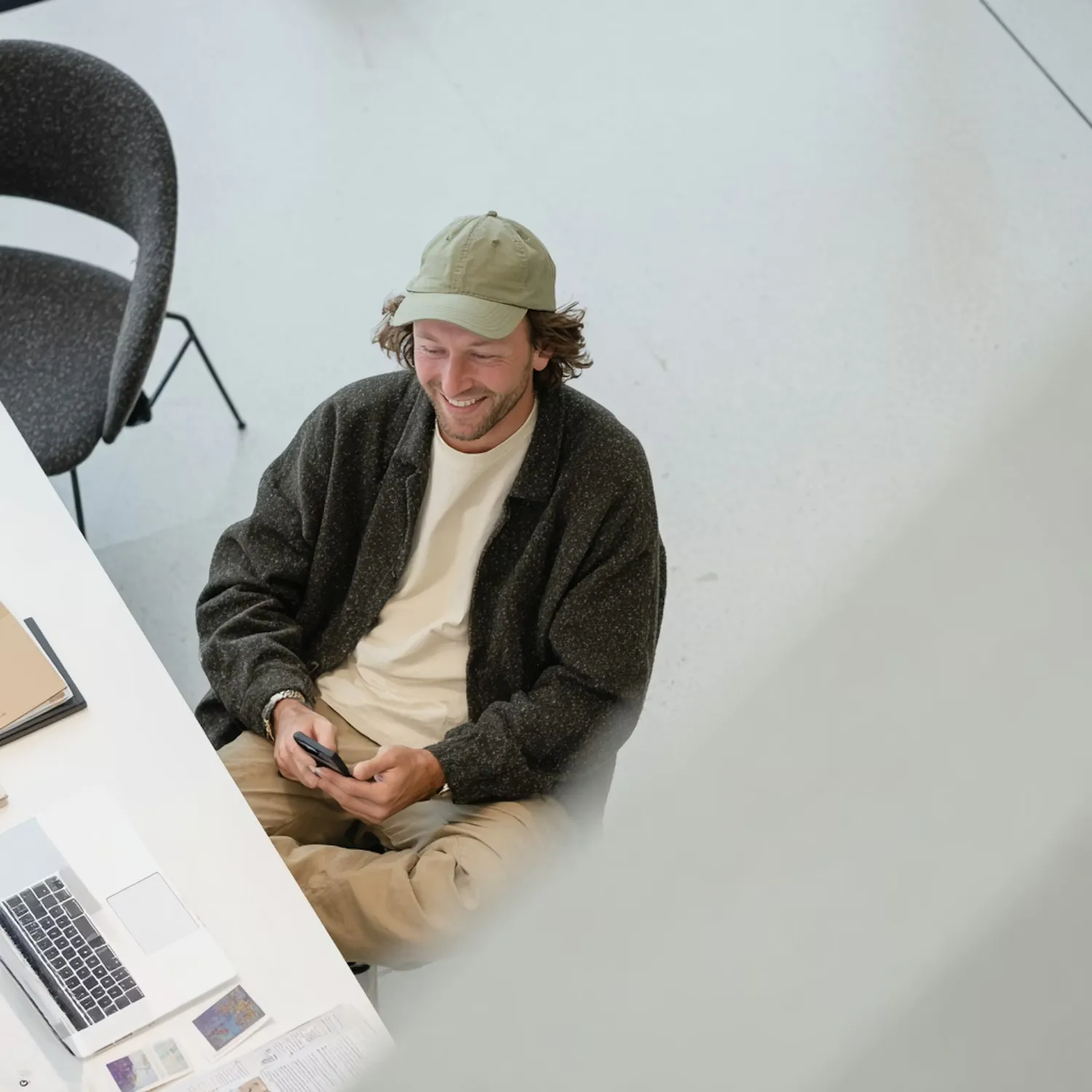Man at Desk with Devices