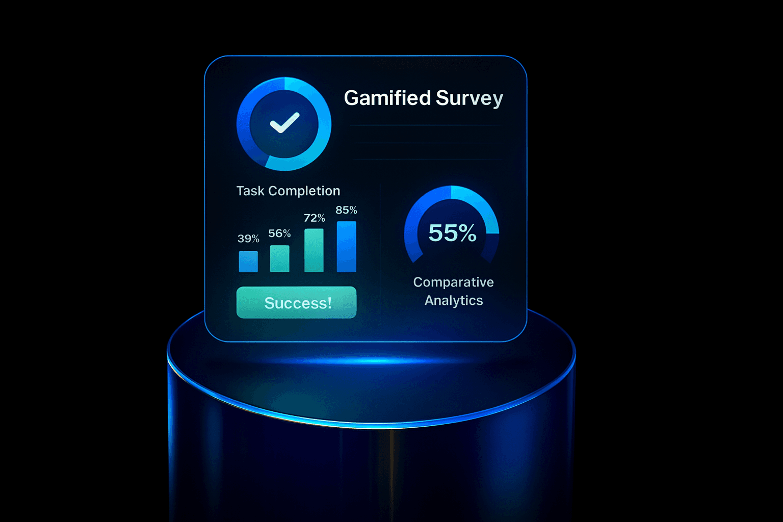 Gamified survey interface showing progress toward task completion with real-time feedback indicators
