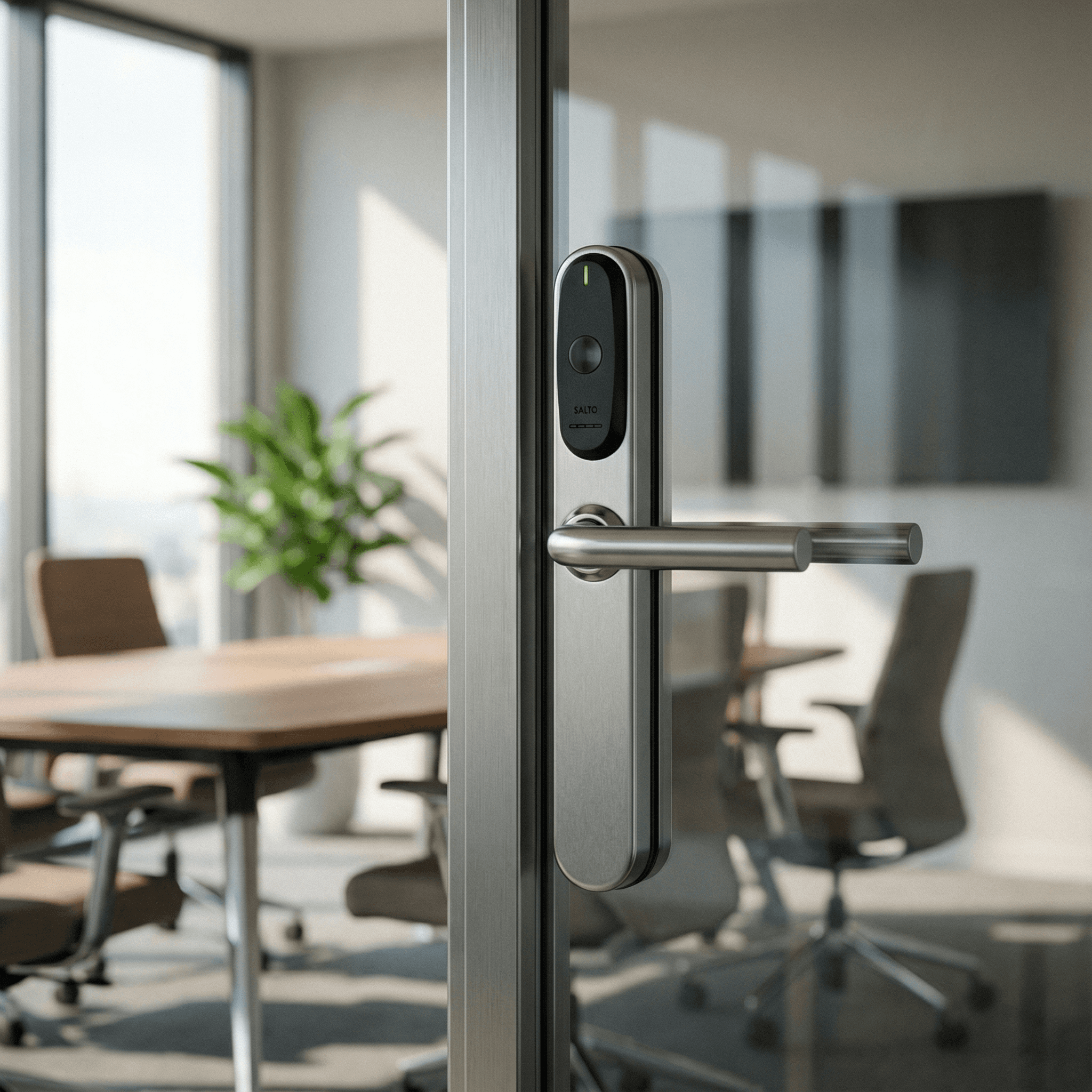 Salto KS Smartlock am Meetingraum in Nahaufnahme - Zugriffskontrolle im anny Buchungssystem