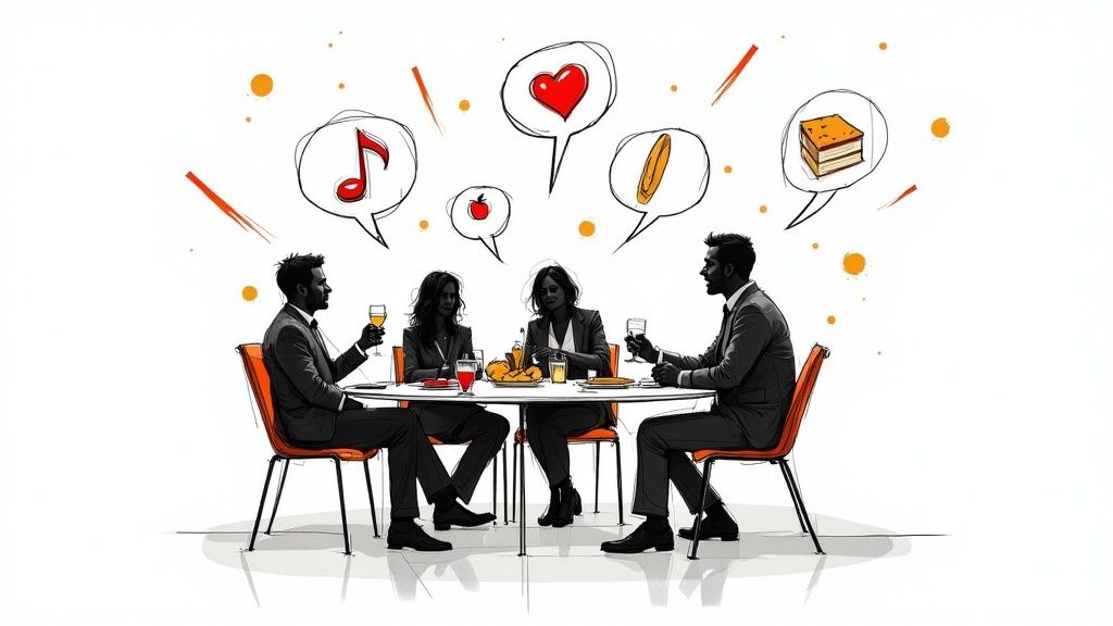 A group of professionals collaborating on a marketing strategy with sticky notes on a glass wall, illustrating the concept of demand generation marketing.