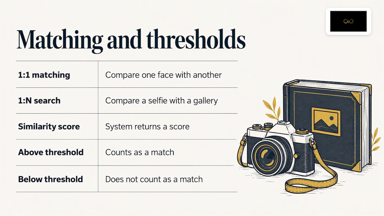 One-to-one and gallery face matching with threshold