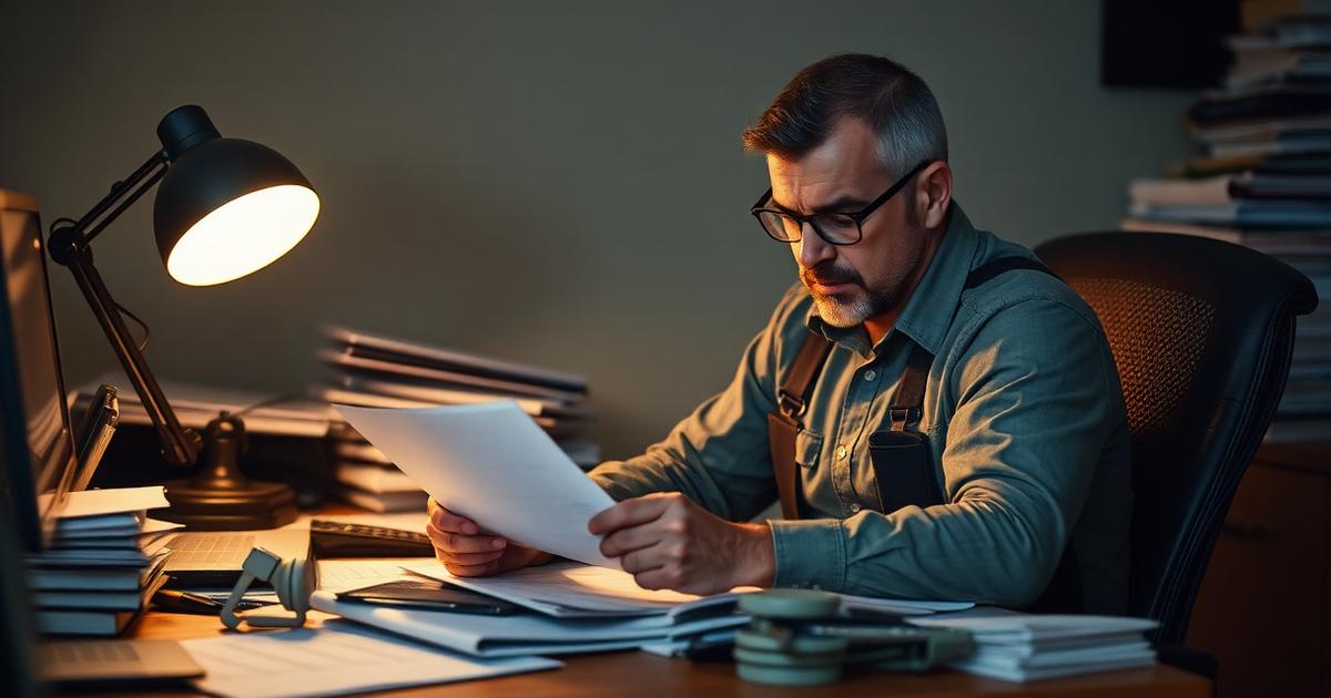 tradesman working at night