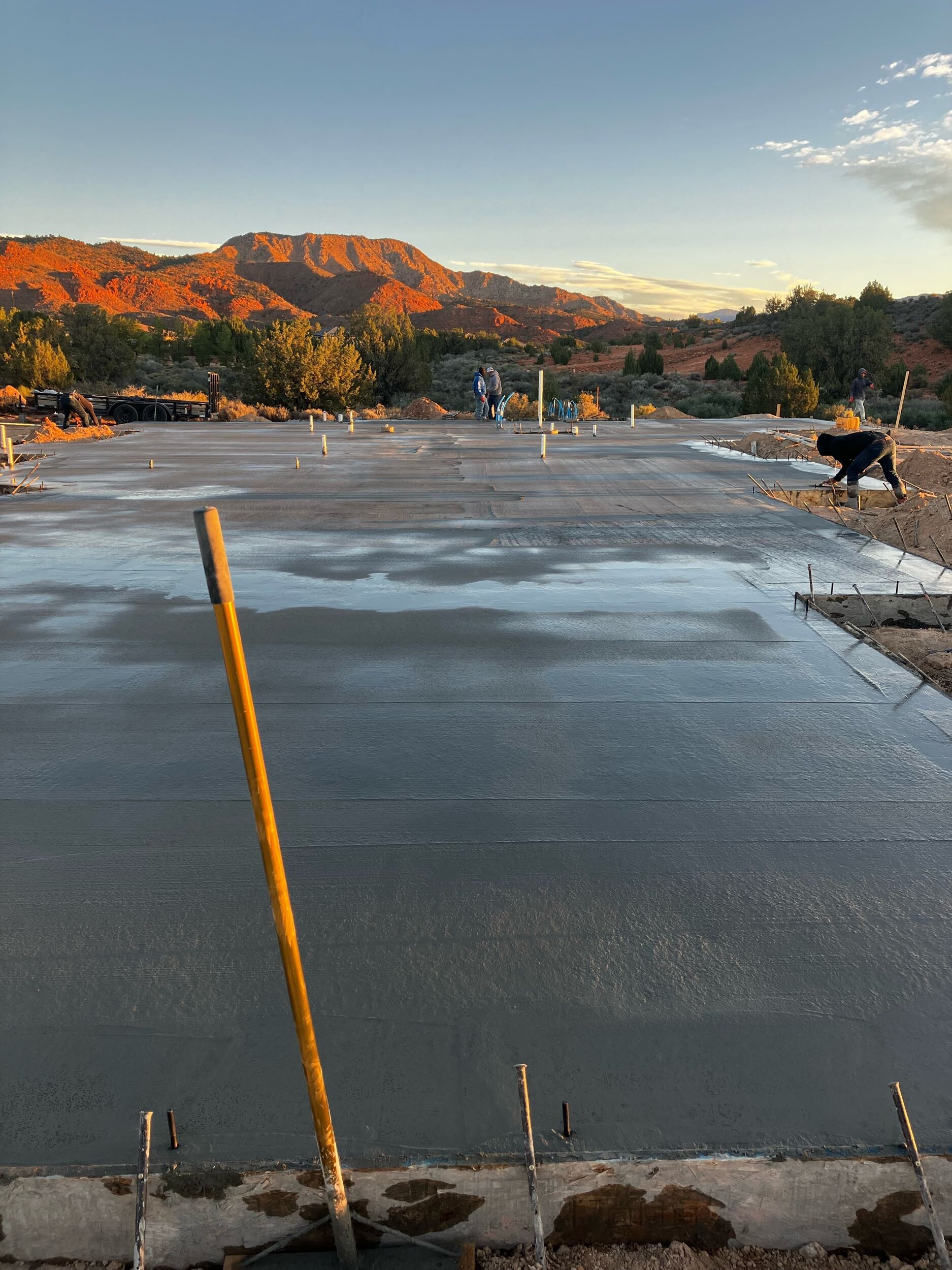Concrete pad poured in beautiful Southern Utah with a great view of the red rocks.