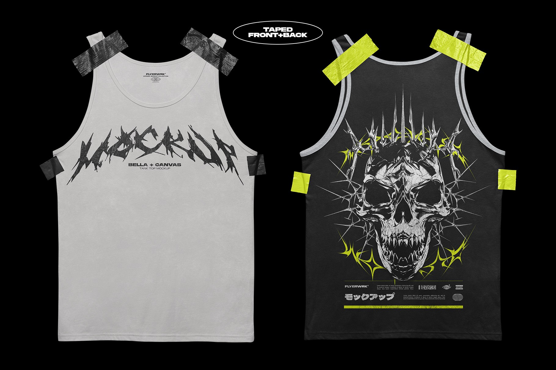 Bella+Canvas 3480 Tanktop Taped mockup showing design presentation example