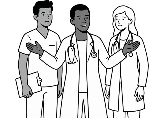 Illustration: three doctors talking