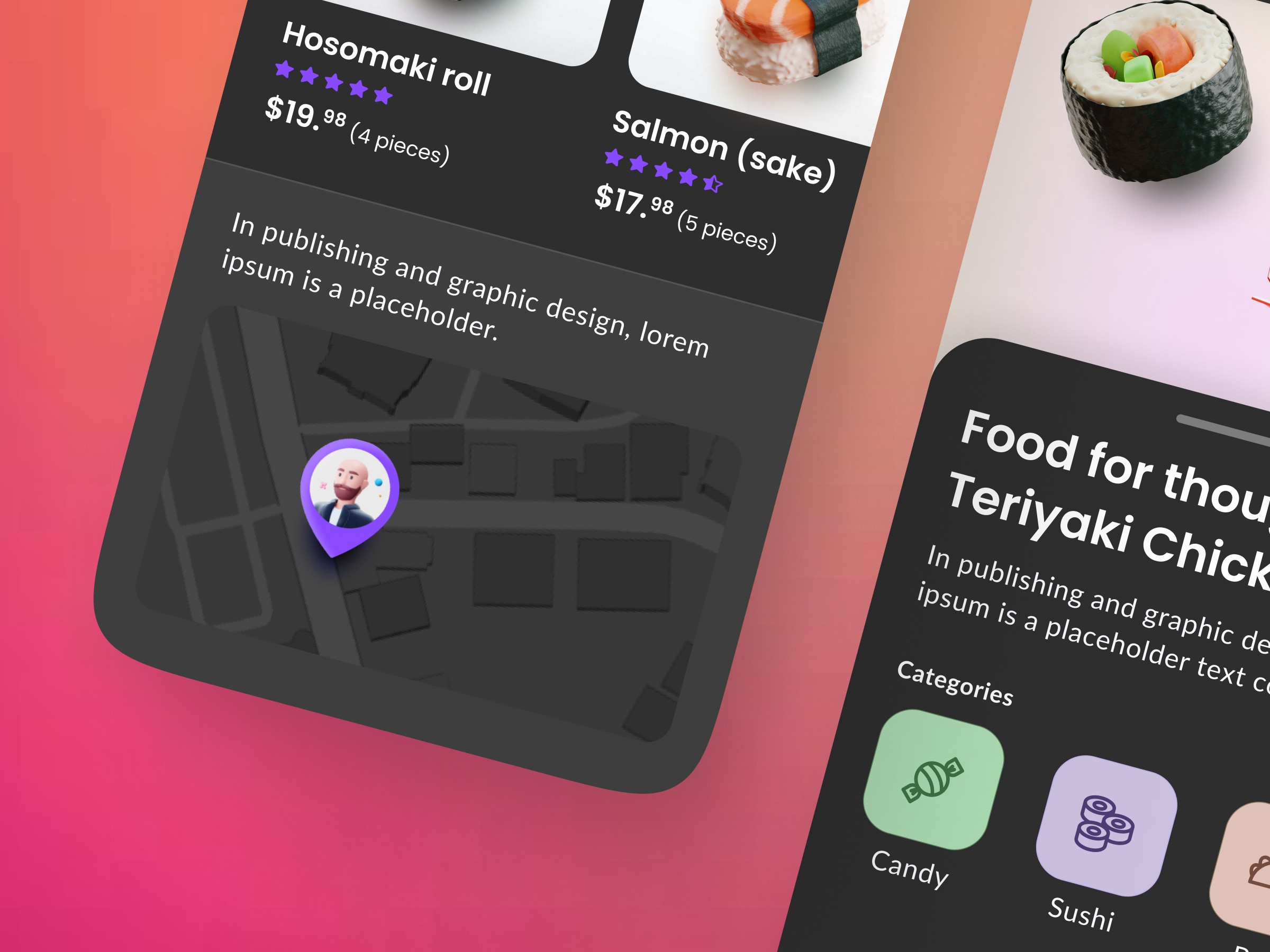 restaurant mobile app ui ux sushi asian cuisine freebie