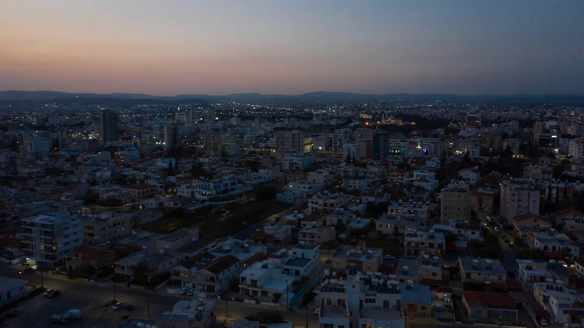 Nicosia during blue hour for the needs of corporate videography of Electricity of Cyprus needs