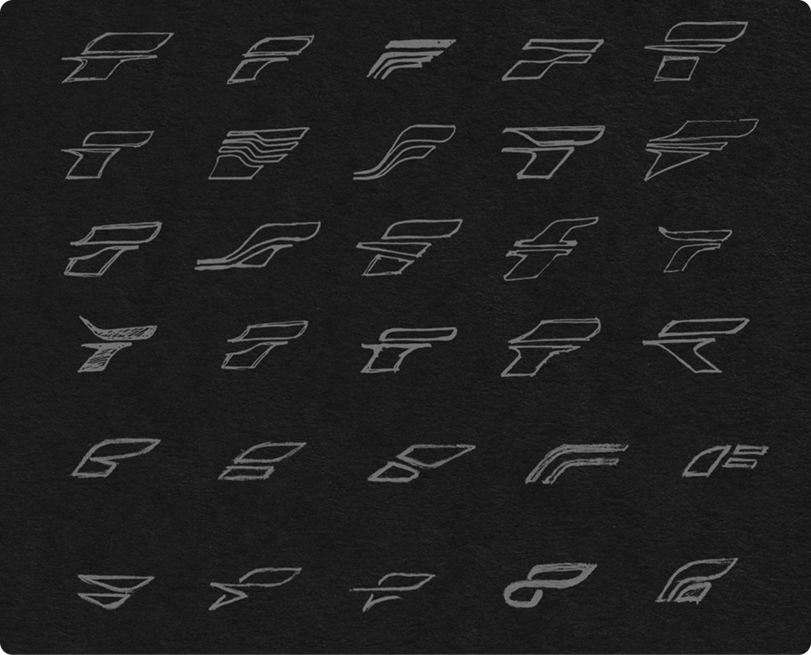 A group of sketches of a single Forza design element