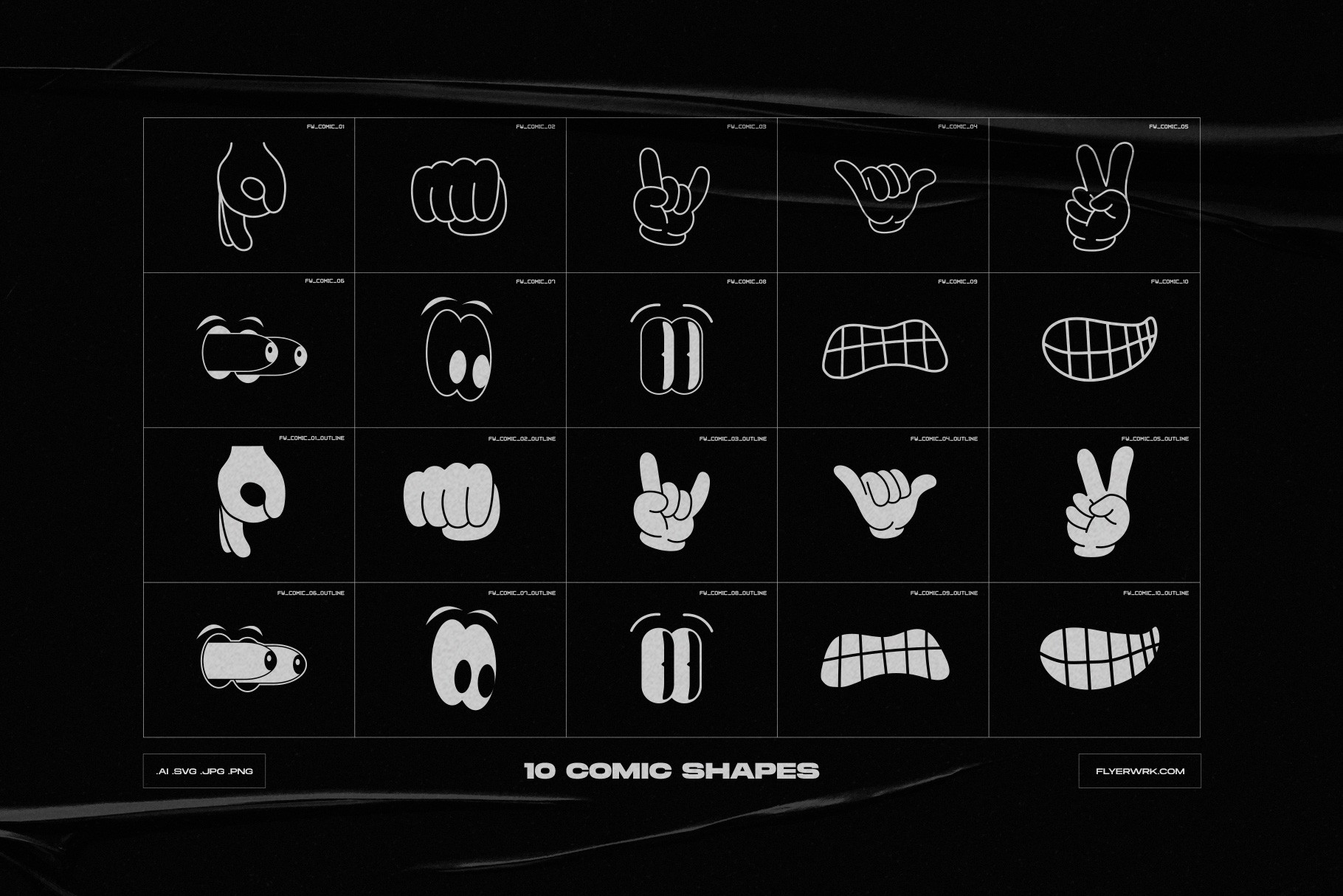 Y2K Abstract Acid comic style hand gesture vector icons set