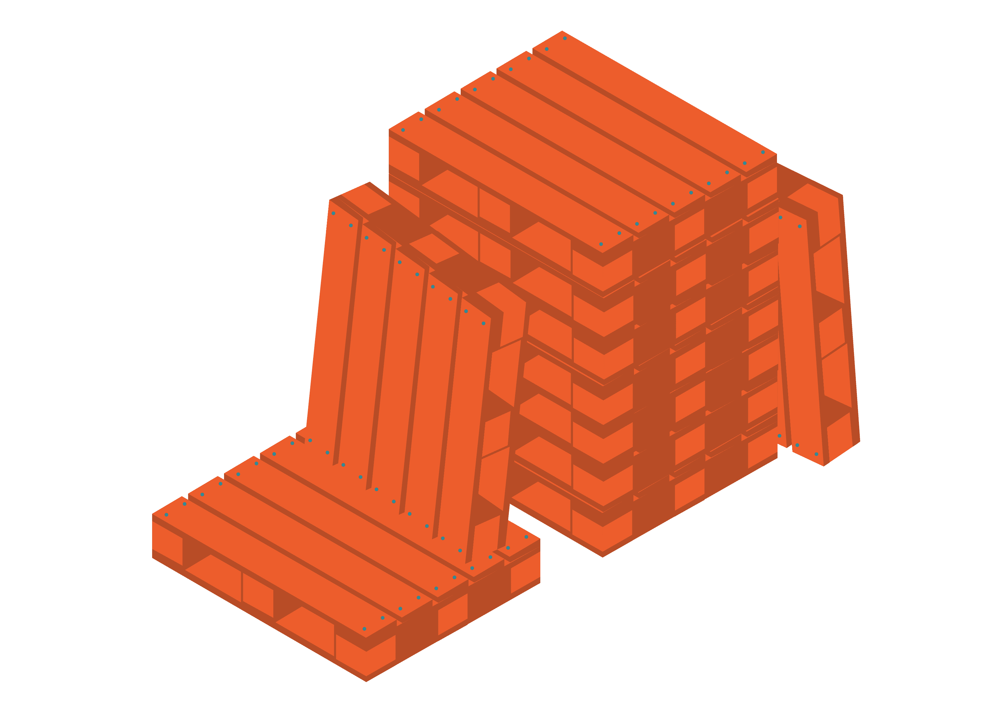 illustration of a group of orange pallets stacked ontop of each other 