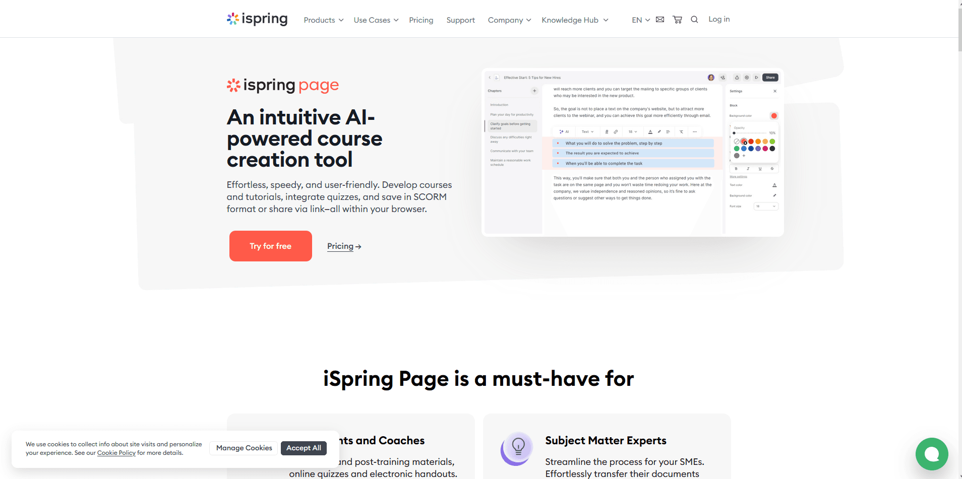 iSpring Page Home Page