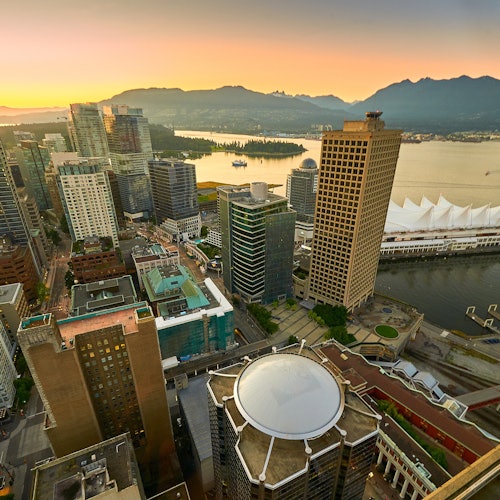 Downtown Vancouver and the Harbour at sunset