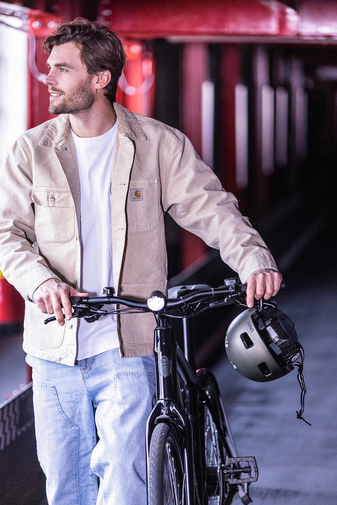 Tobi Deckert, sports model, e-bike action for Diamant on the kart track