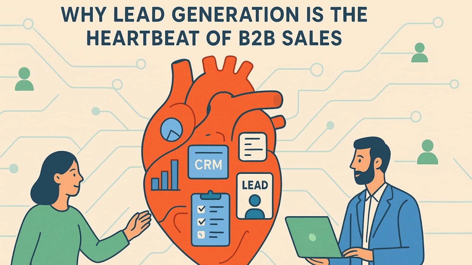 Illustration highlighting why lead generation is crucial for driving B2B sales and revenue growth, using metaphorical imagery.