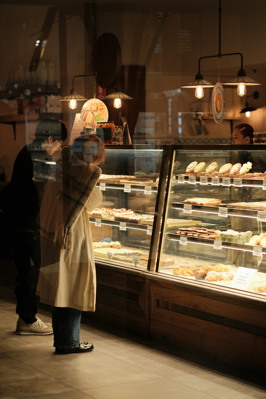 Bakery counter in the evening