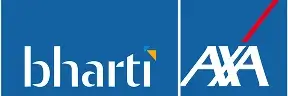 Logo of Bharti AXA, featuring bold lettering and a blue background.
