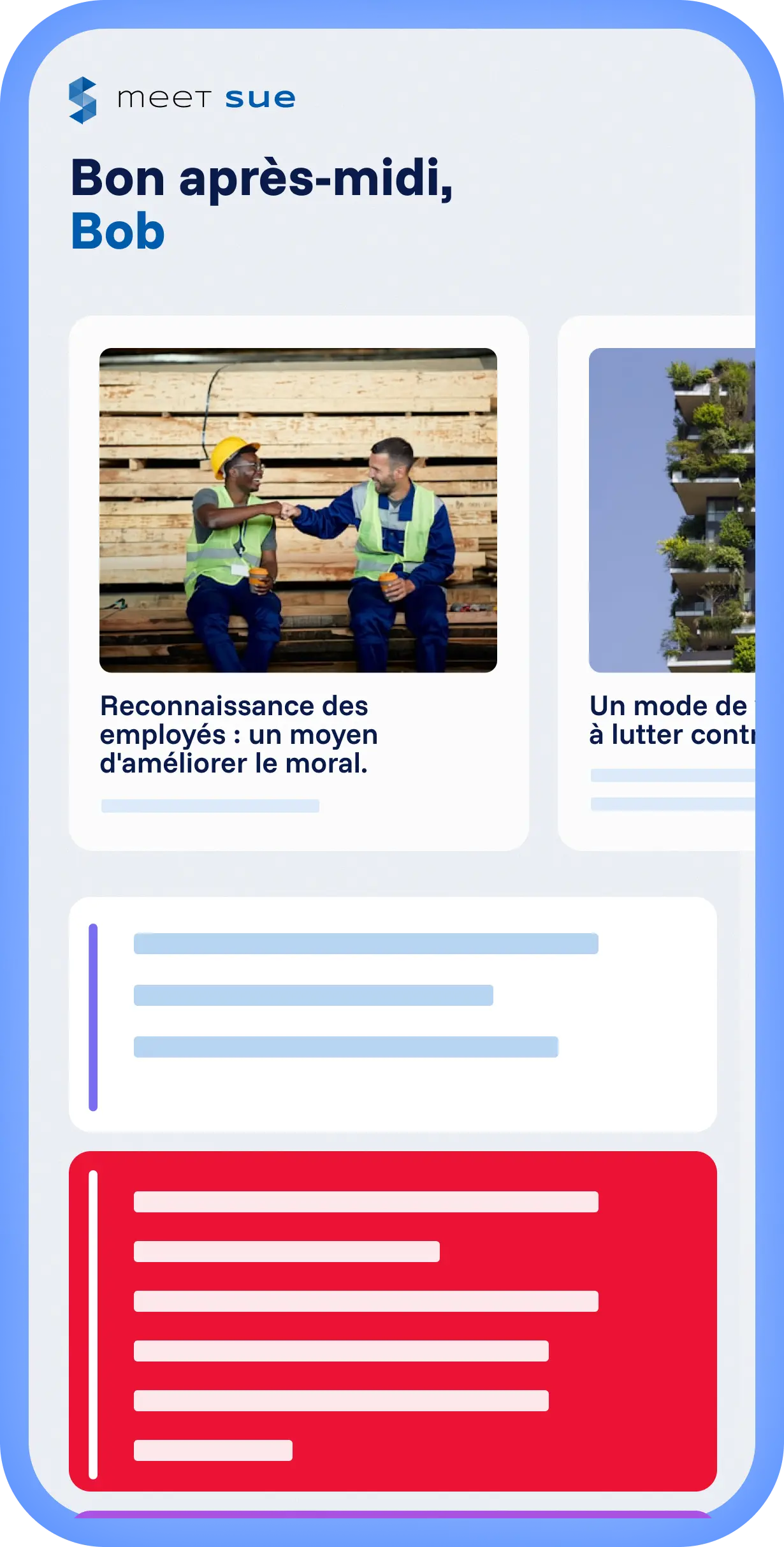 Plateforme Spencer avec expérience locale et branding Mobix personnalisé, fil d’articles personnalisé et mise en page claire