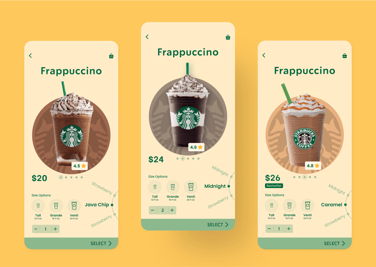 Starbucks Redesign Screens