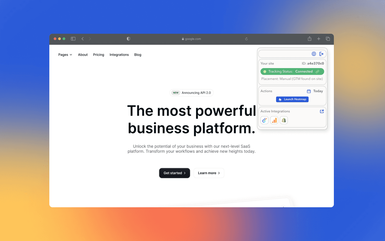 Lucky Orange Chrome Extension on a page