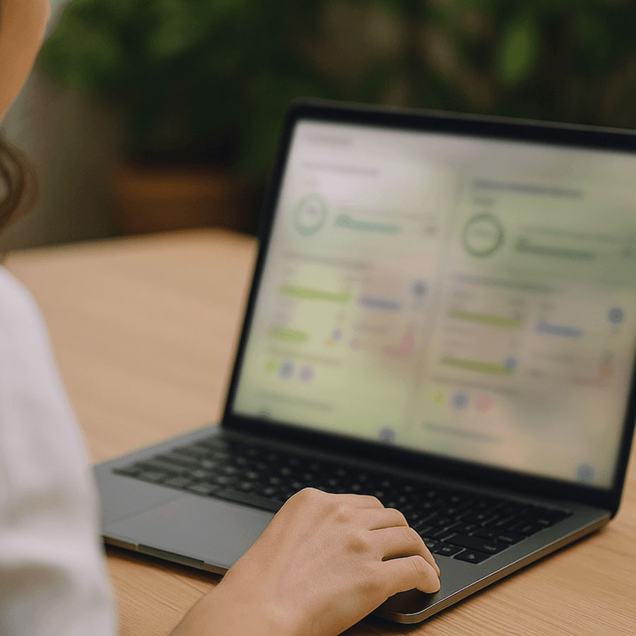 A person working on a digital dashboard, symbolizing scientific validation and evidence-led insights.
