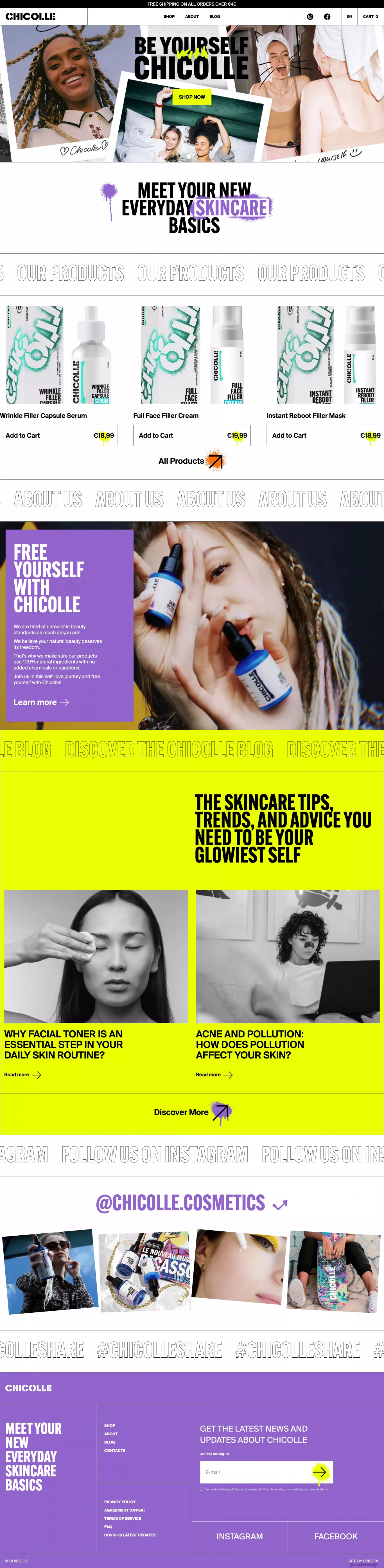 Chicolle.store ecommerce page screenshot showcasing Beauty and Ecommerce design