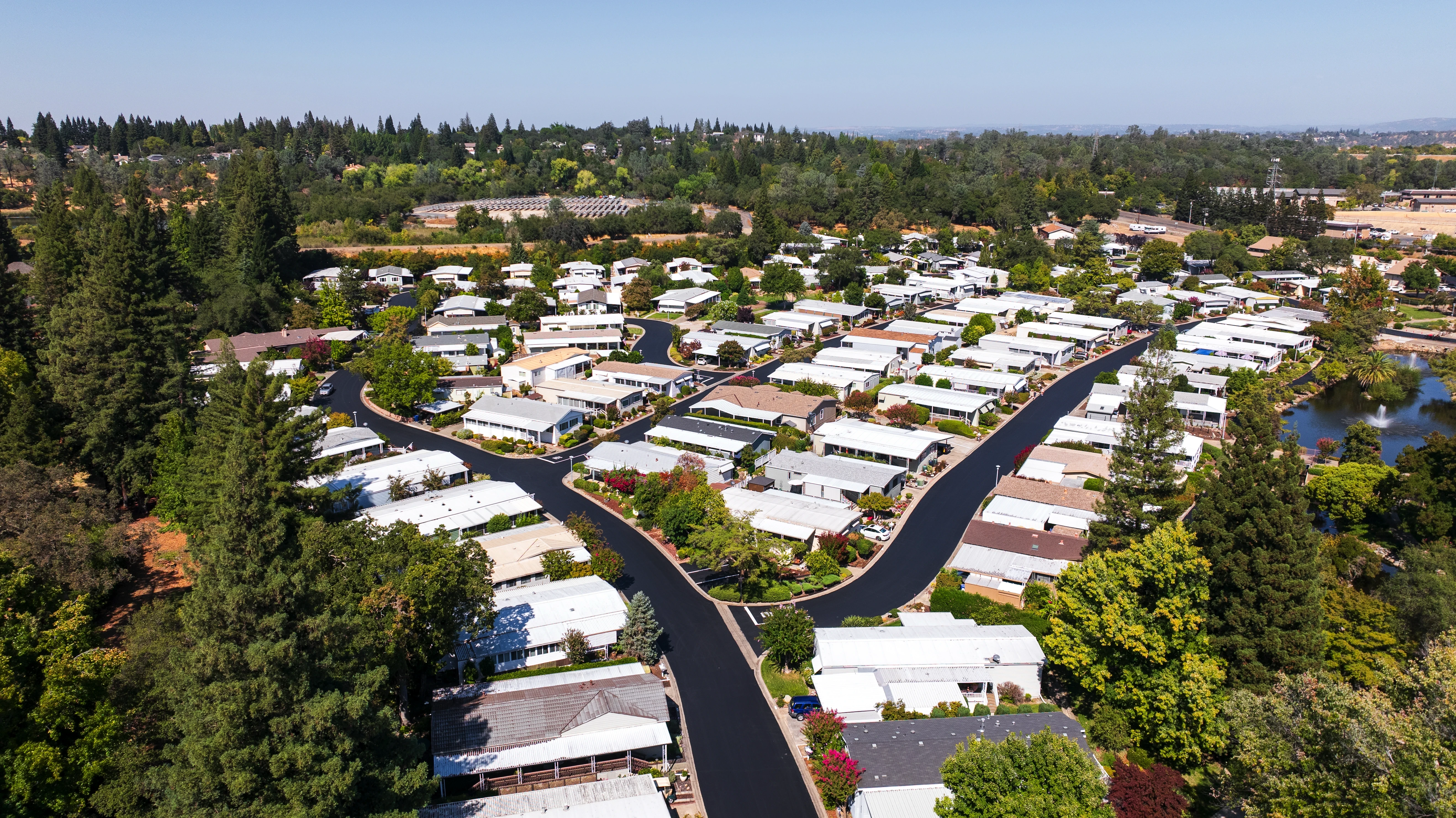 Aerial of mobile home park paving project