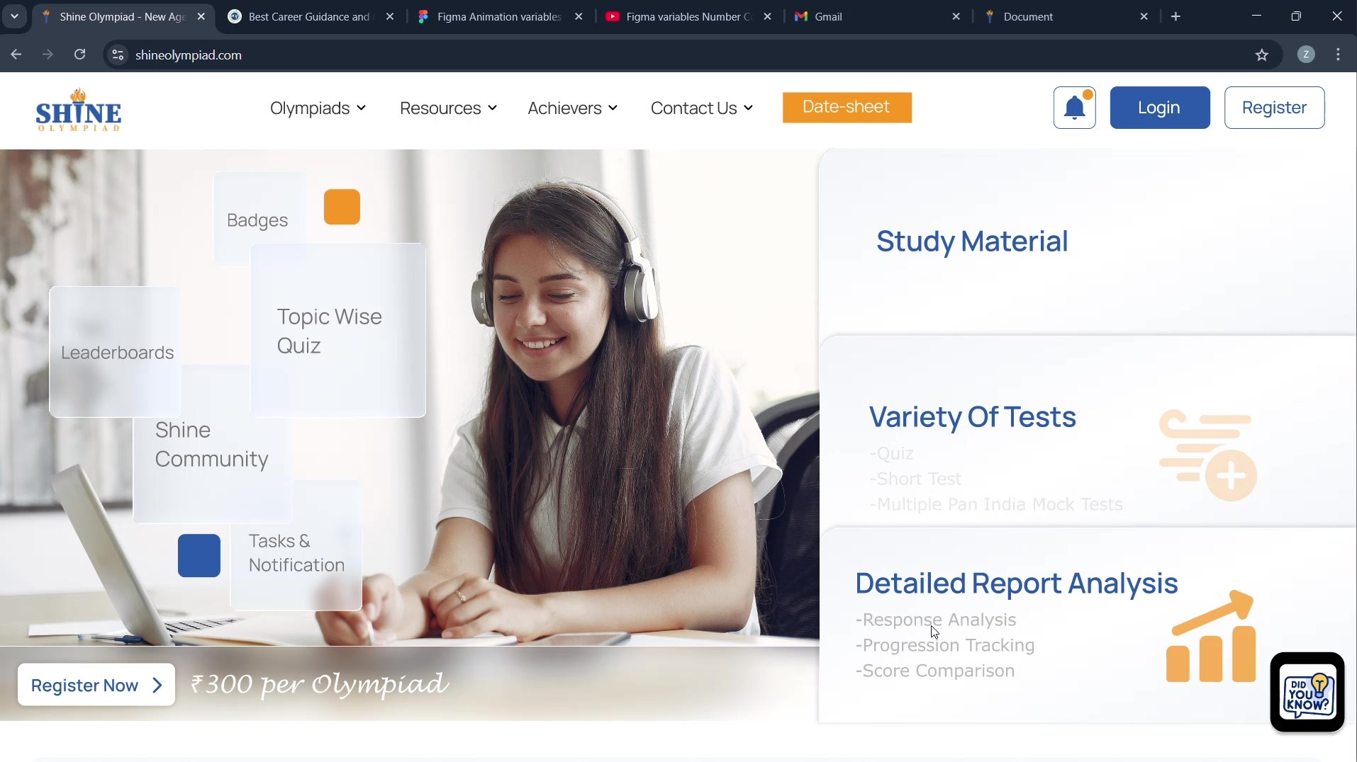 Redesigned Shine homepage in motion