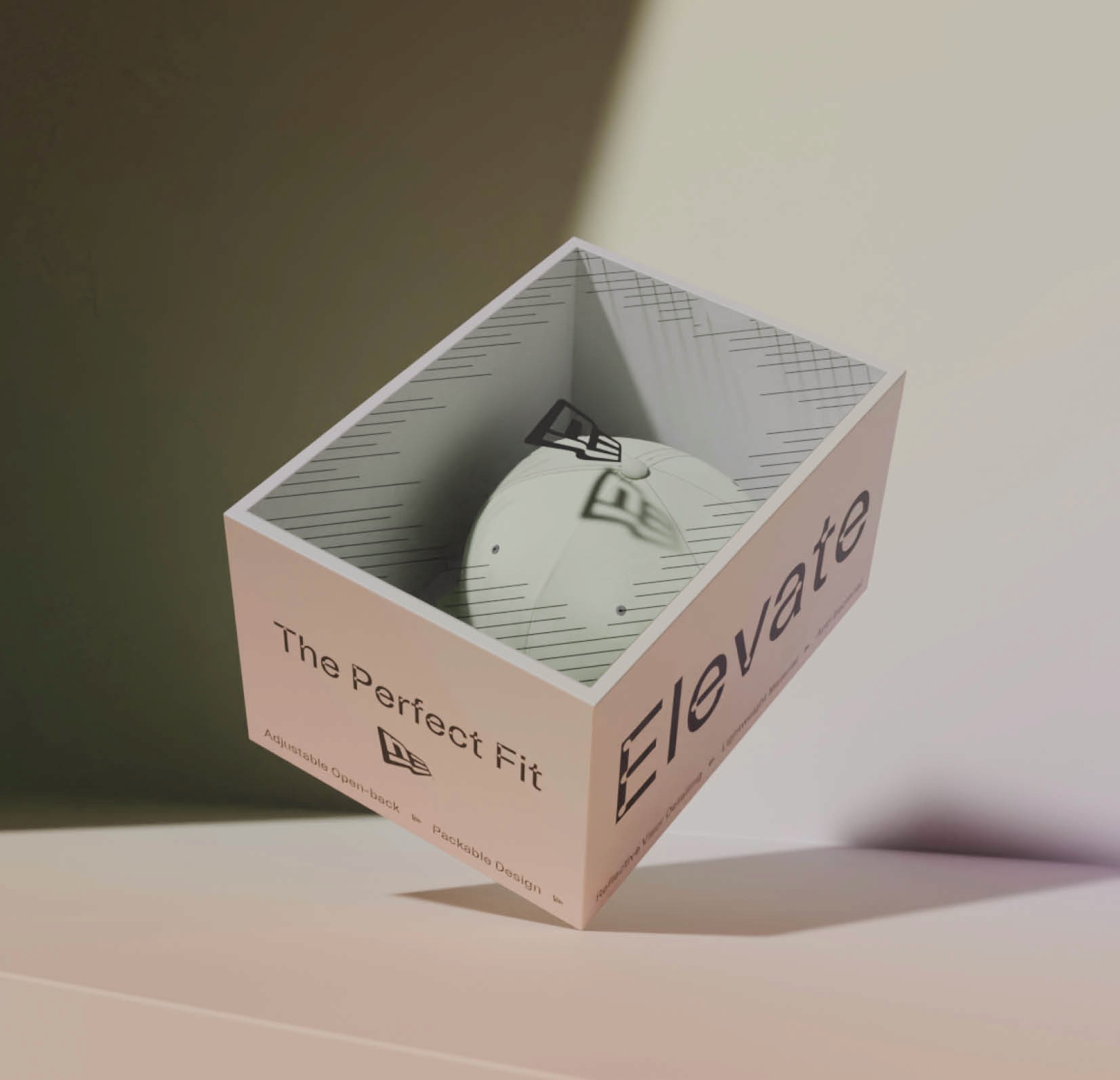 Custom packaging design for a backless cap campaign featuring branded gifting box, product presentation and premium unboxing experience design.