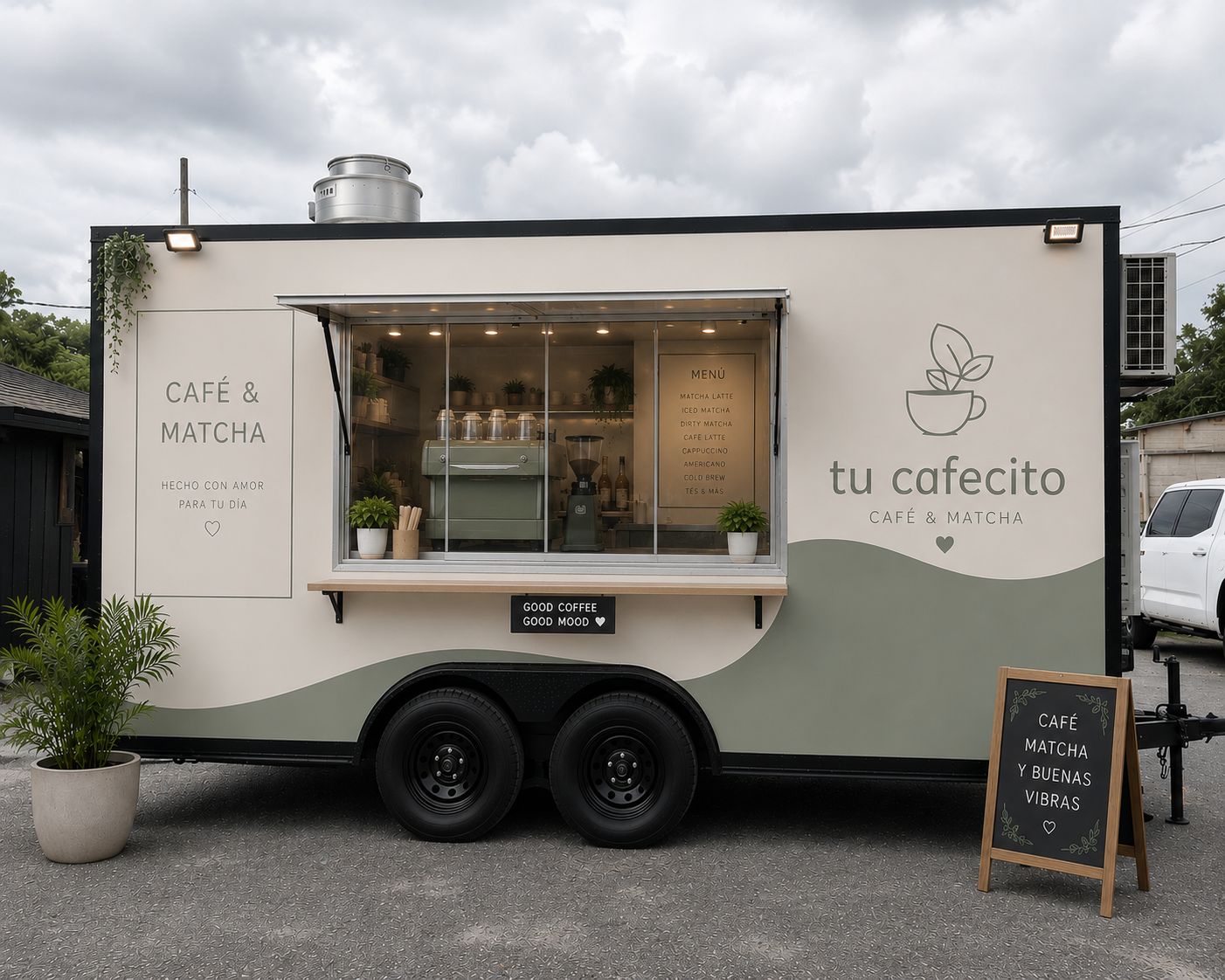 Editable coffee concept trailer project placeholder