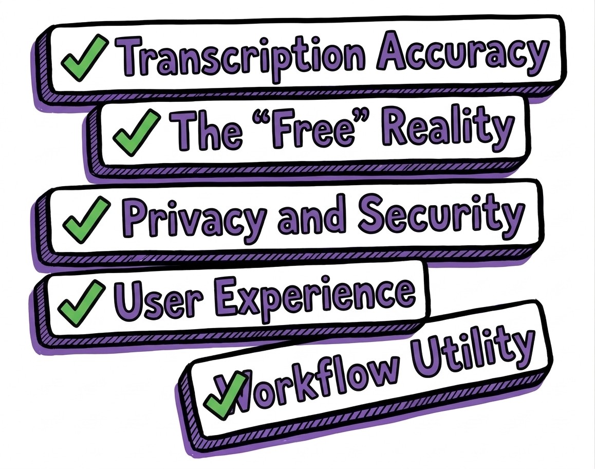 check list of the best audio transcription tools