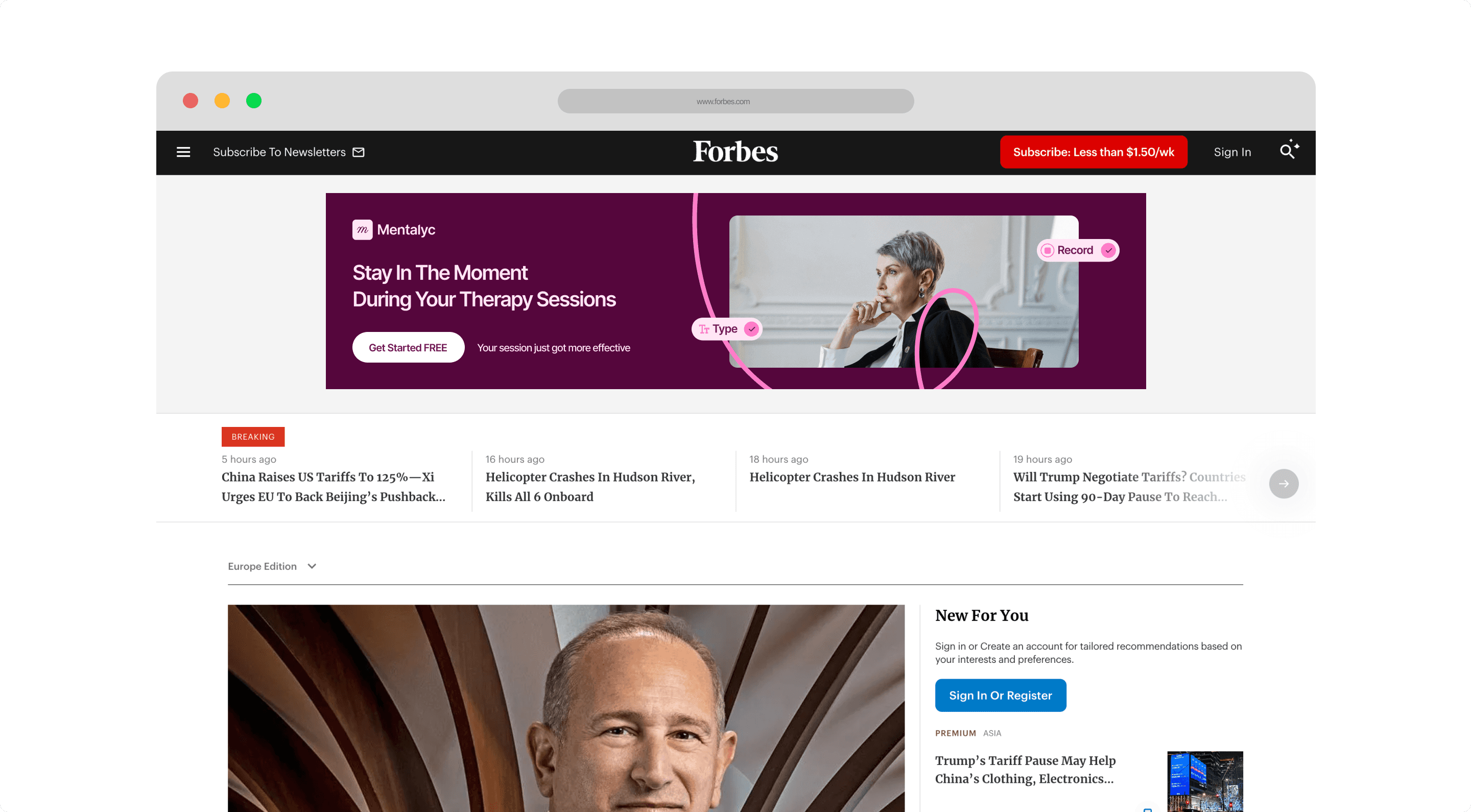 Digital banner on forbes.com
