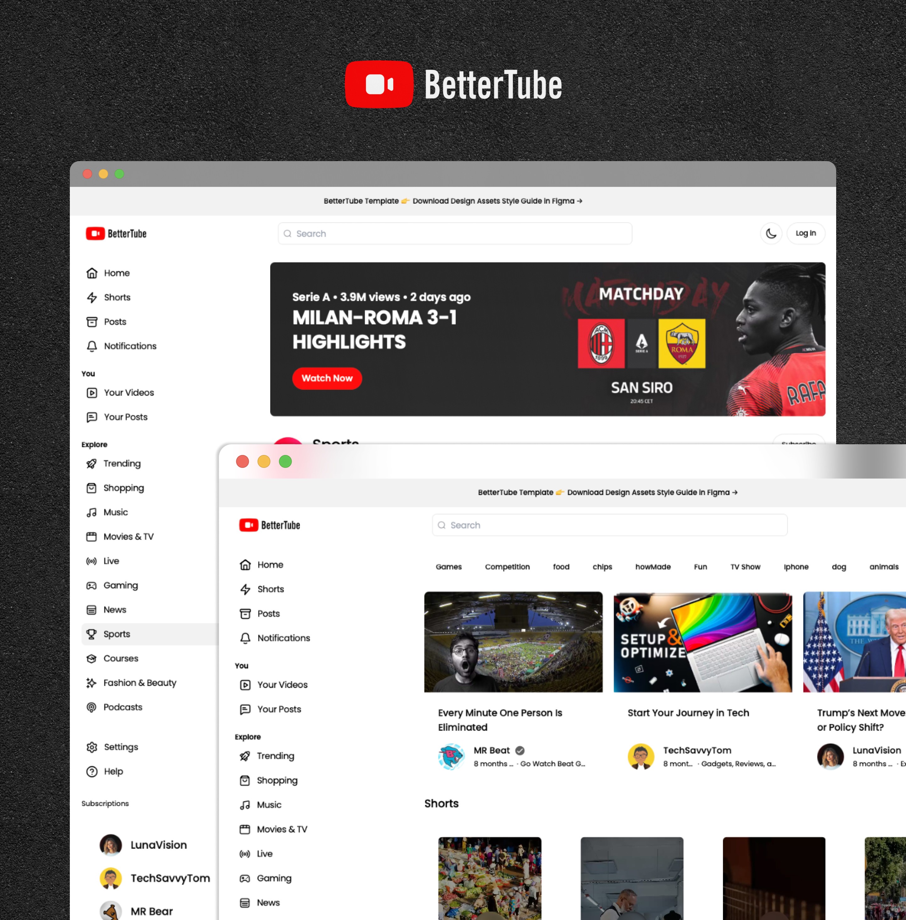 Community Website Template Design - Bettertube