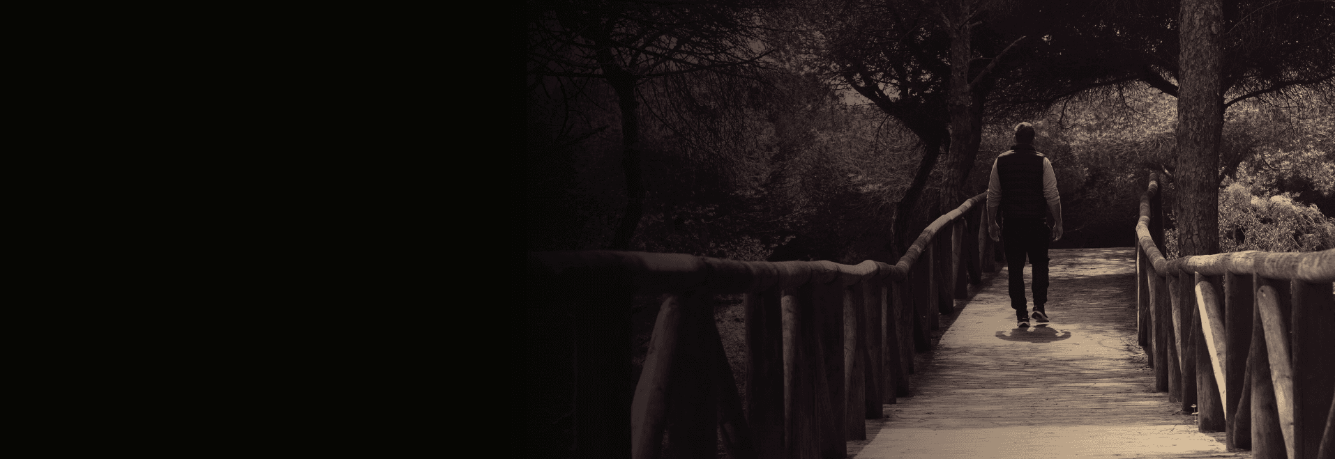Tom walking through woodland