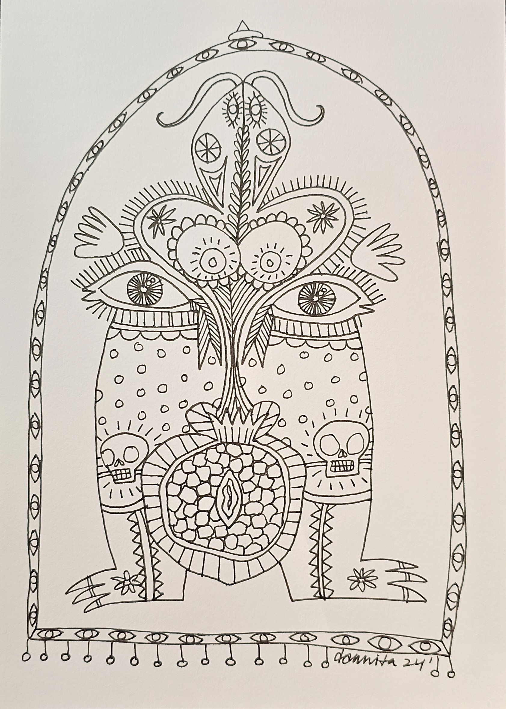 herd of sheep on road painting