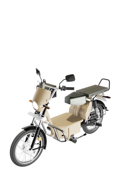 swappable battery Bravo 150 cargo moped in which we can easily remove Battery from the bucket