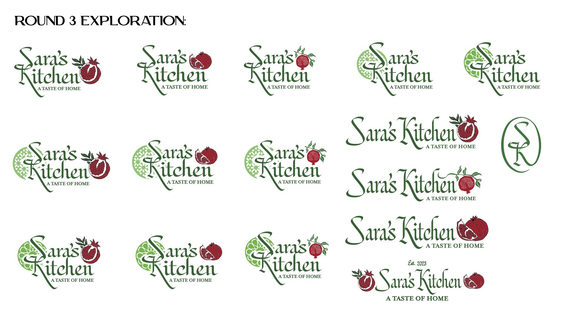 Saras Kitchen Brand Exploration slide