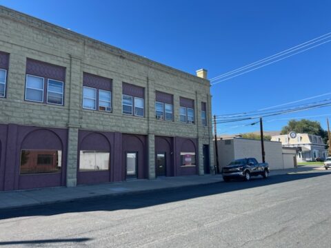 Winding hiking trail through grassy mountainside with trees.