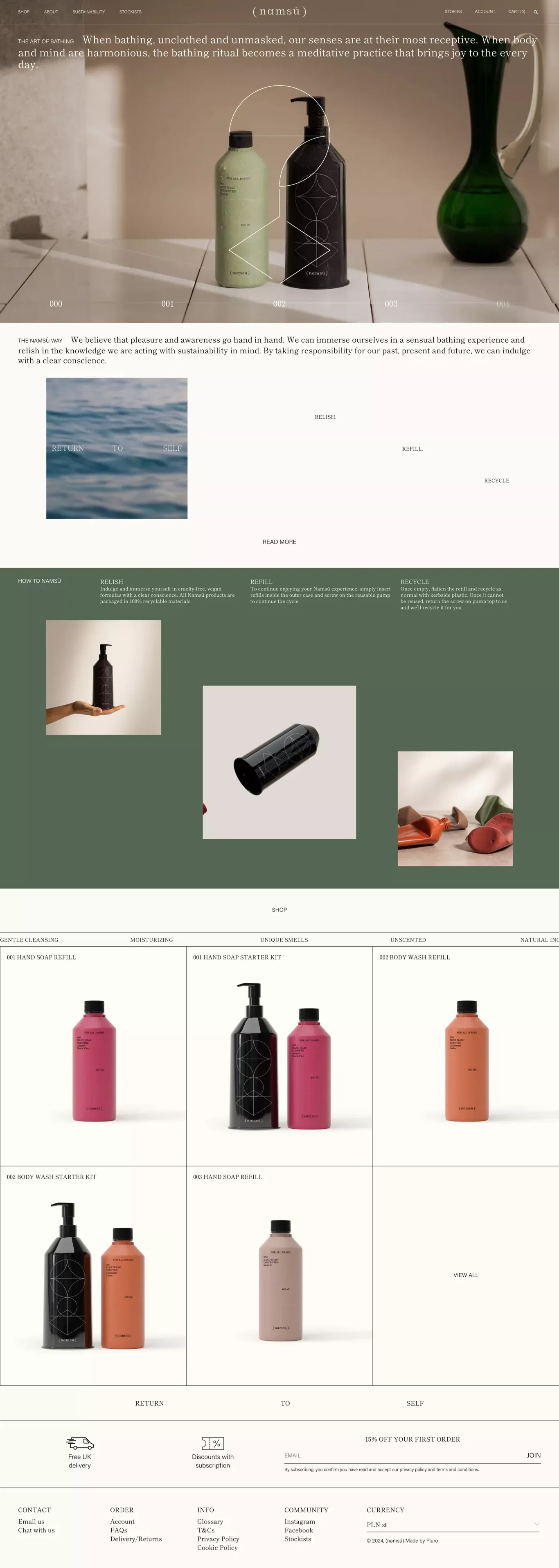 NAMSÛ ecommerce page screenshot showcasing Beauty and Ecommerce design