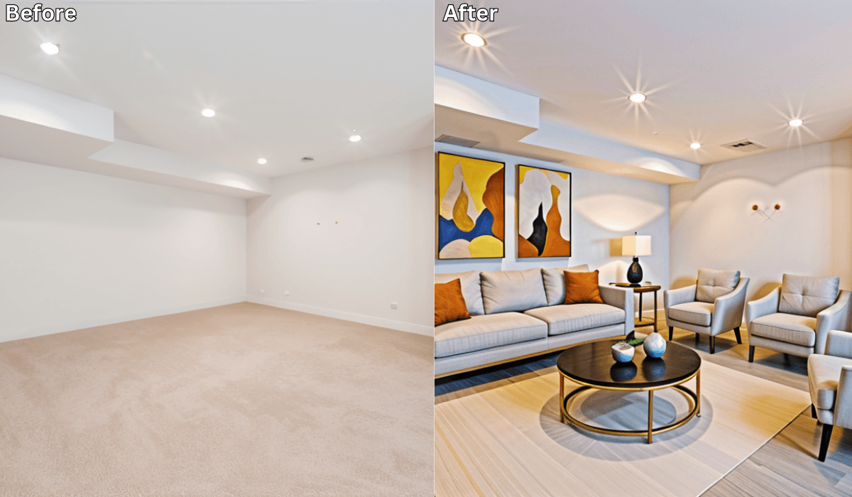 Blank Room to Cozy Retreat: AI Living Space Transformations Explained
