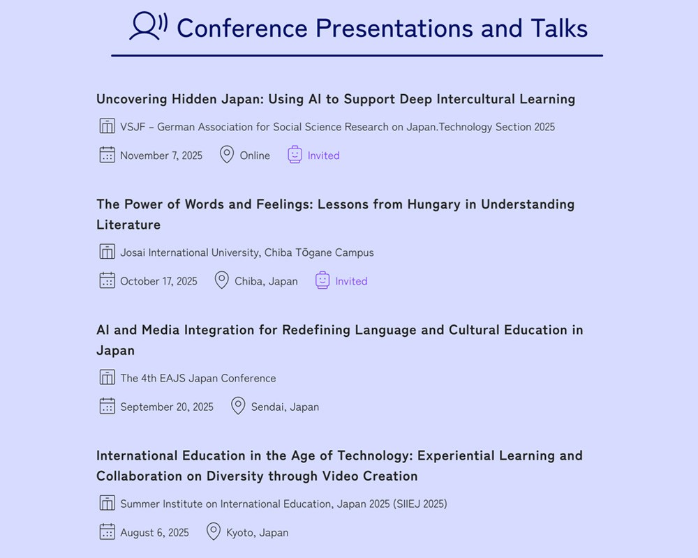 チェンドム氏の学会発表履歴の英語版