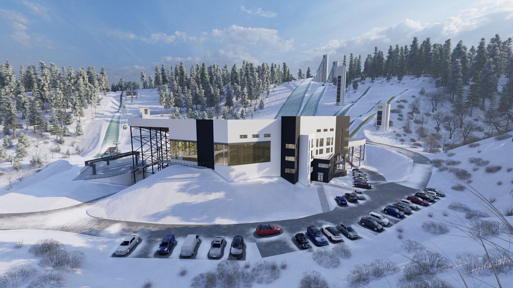 3d візуалізація архітектурного проєкту дитячої спортивної школи