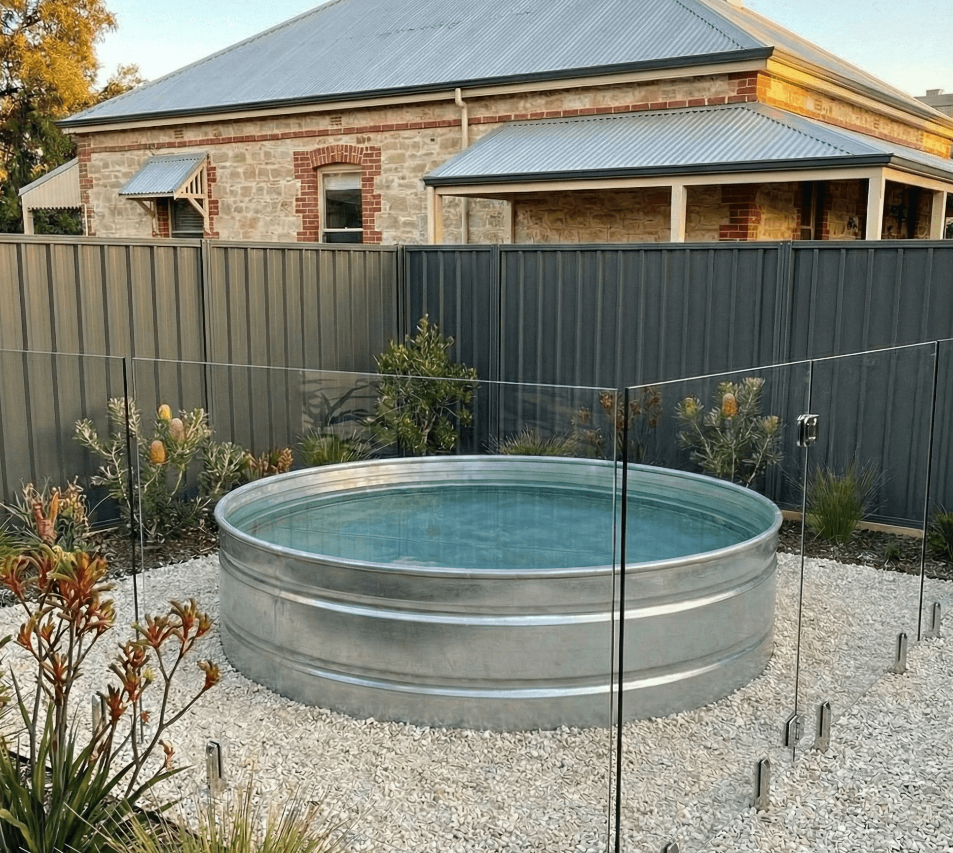 Stock tank pool installed in australia