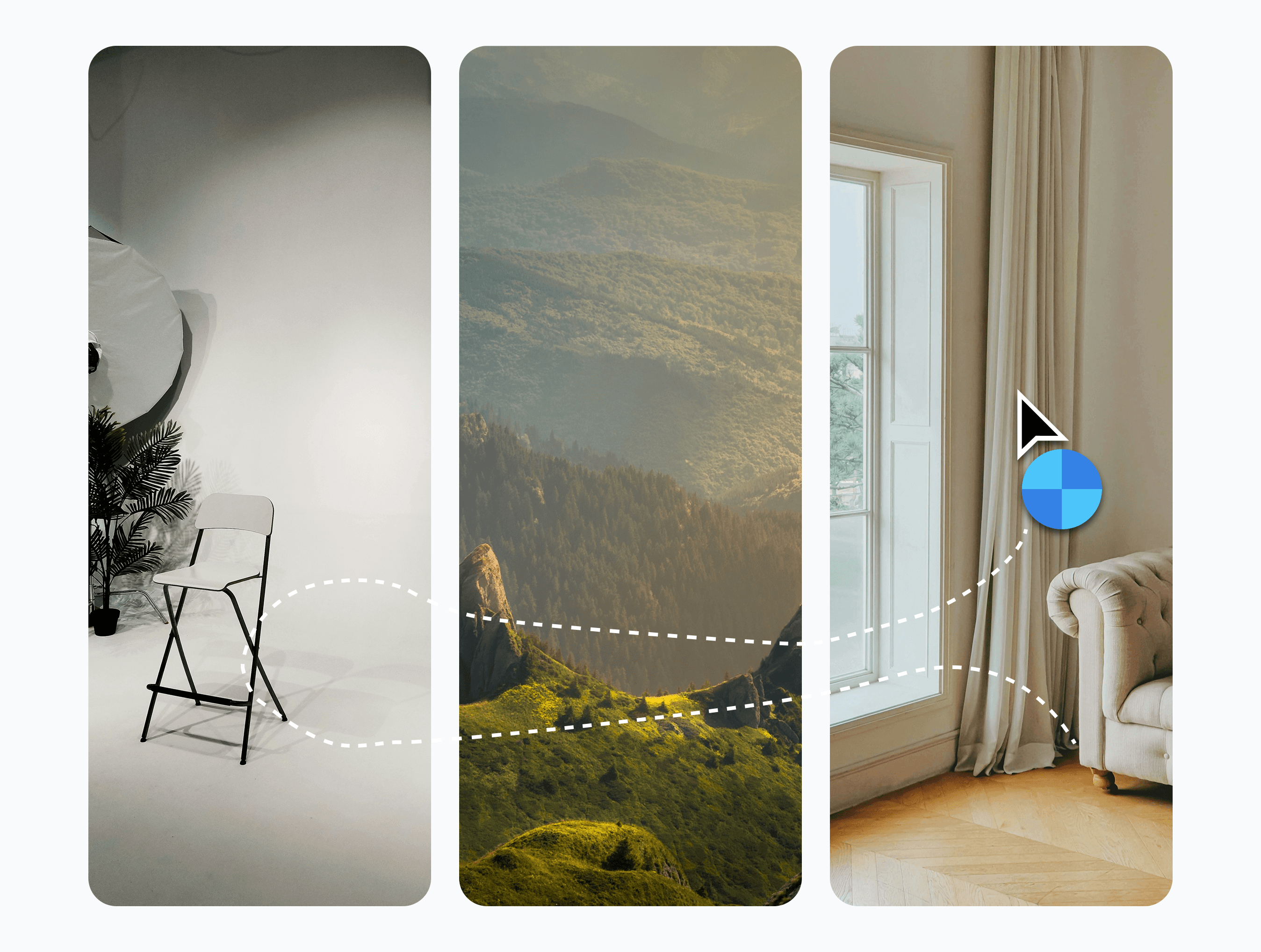 Snow-capped mountains bathed in soft sunset light