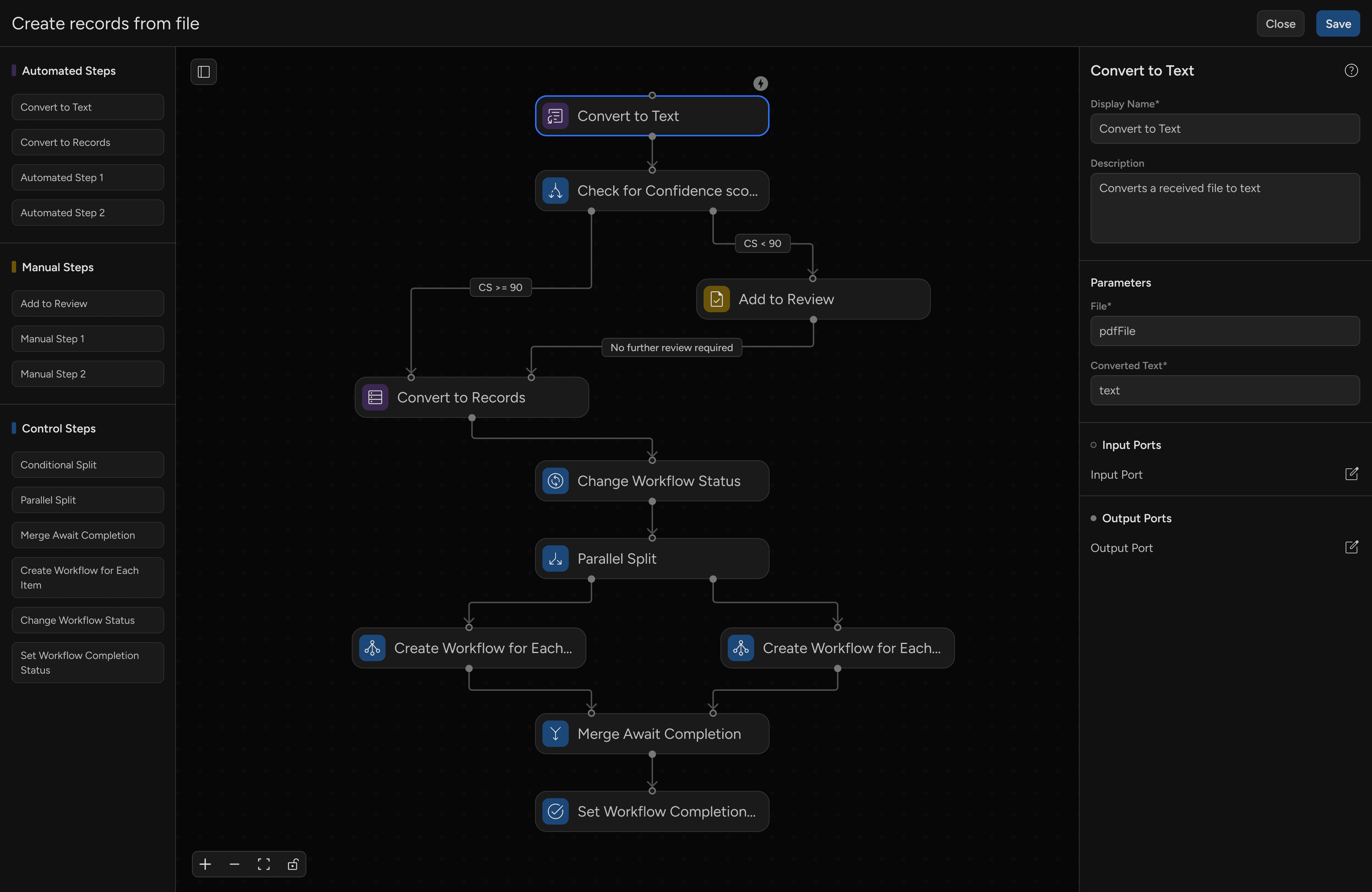 Grid view showing ongoing step with mixed sub-task statuses