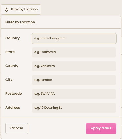 Filter by location