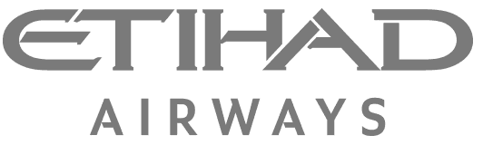 Etihad Airways logo in a stylized, modern font. The brand is known for its luxury travel and destinations.