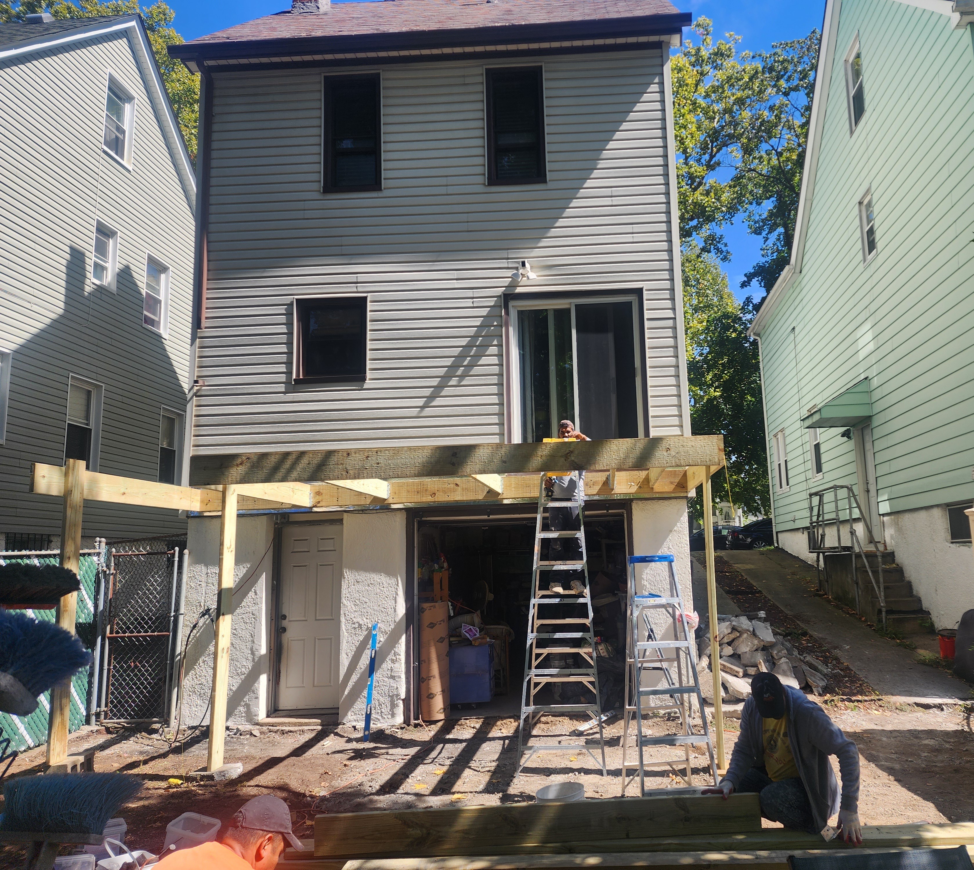 Custom Trex composite deck under construction by Jewel Construction in Queens, NYC