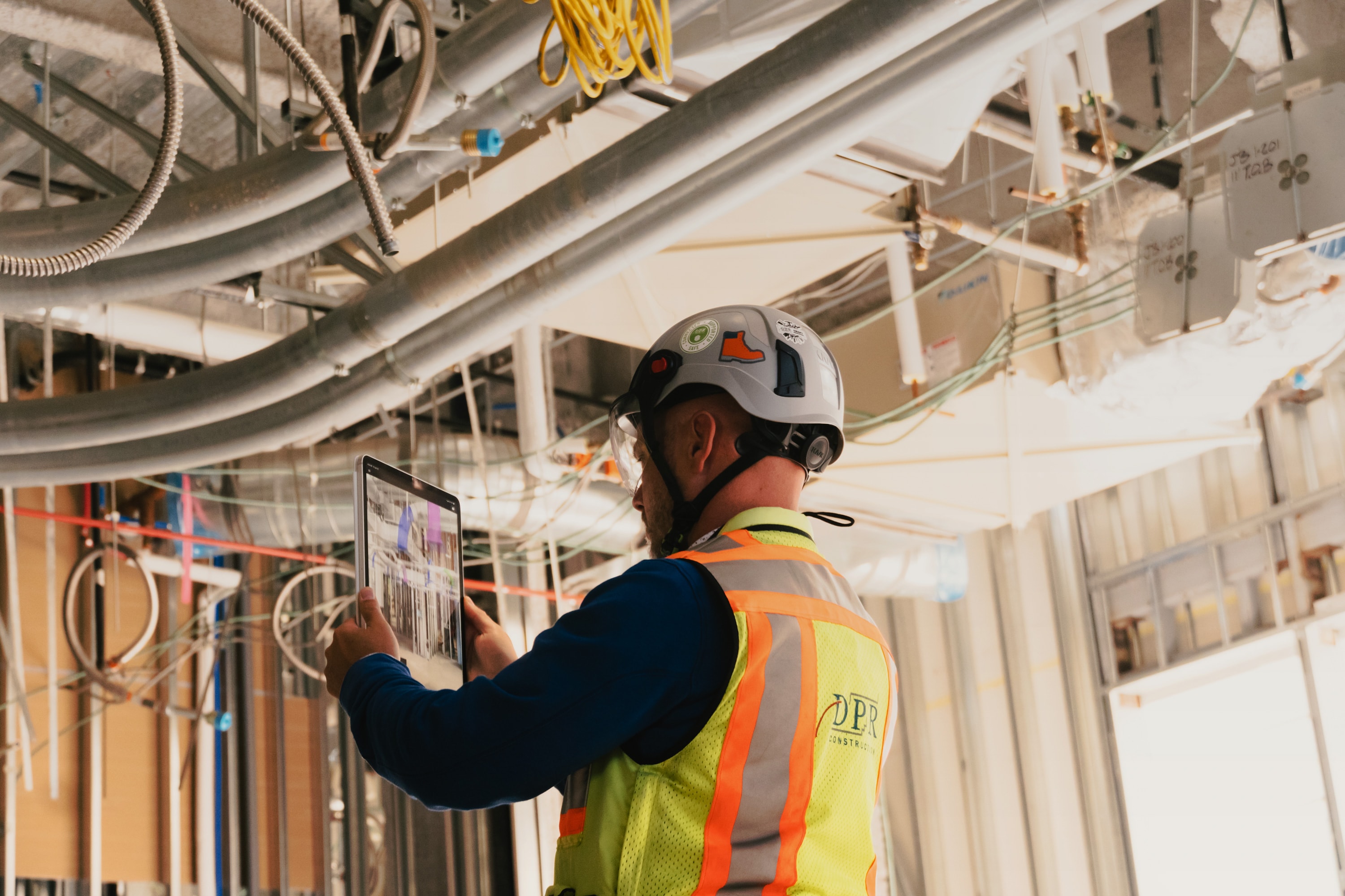 Construction User Looking at 3D BIM in AR