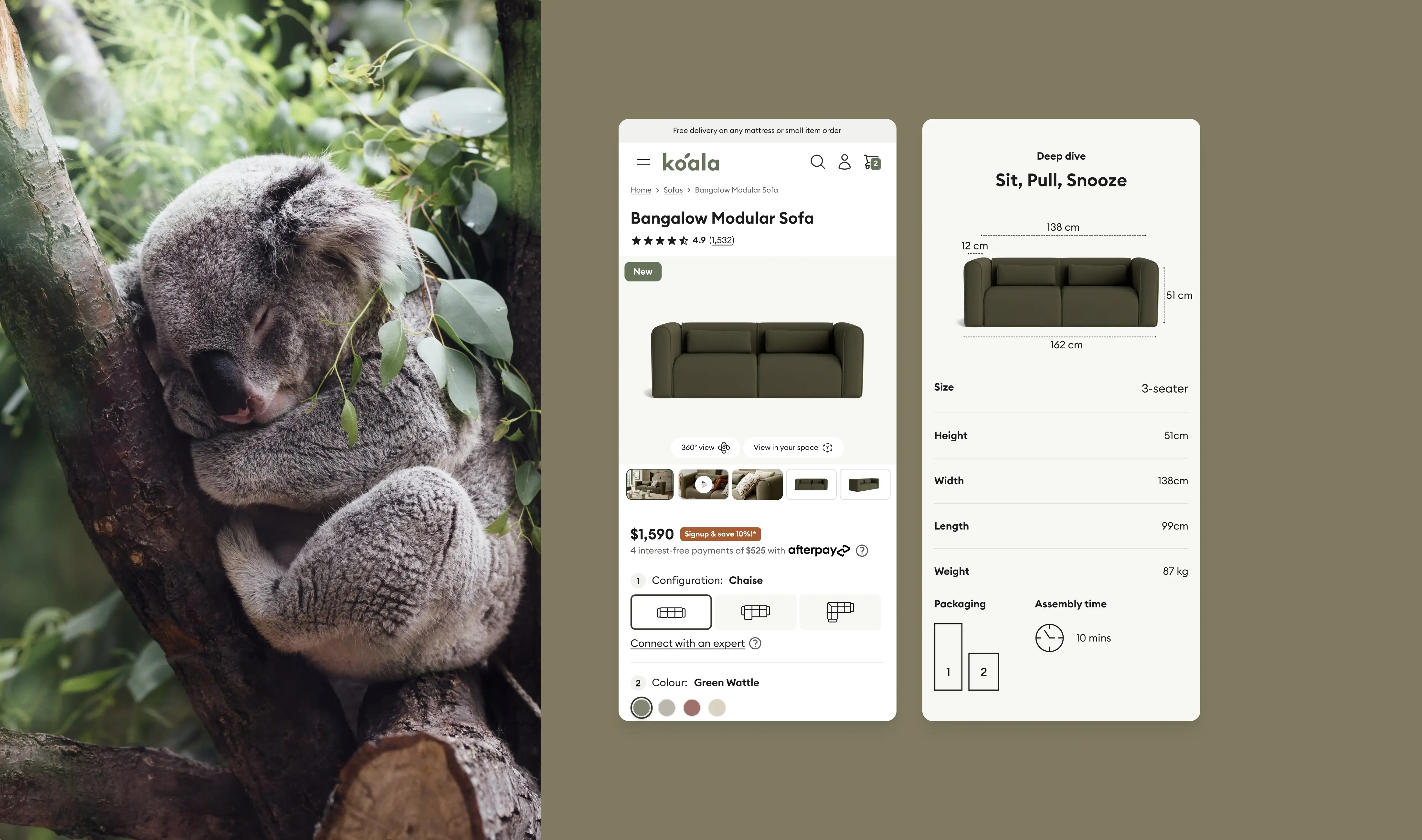 Product detail page (PDP), Koala Furniture - A Comprehensive E-commerce Transformation Across Australia, Japan and USA